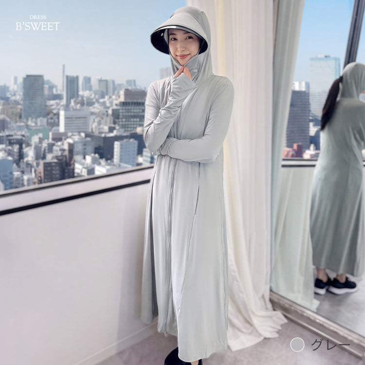 【uvpk4】UVカットパーカーワンピース
