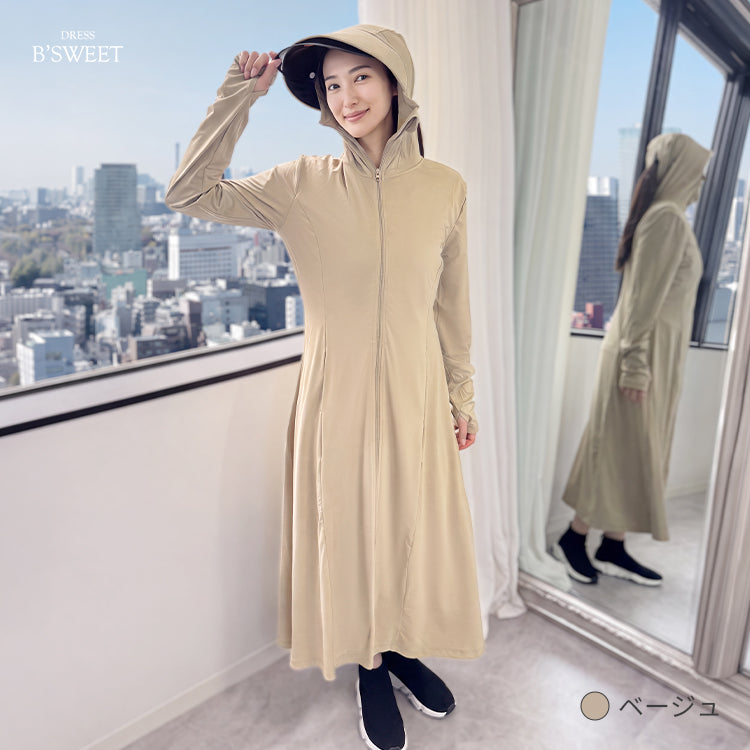 【uvpk4】UVカットパーカーワンピース