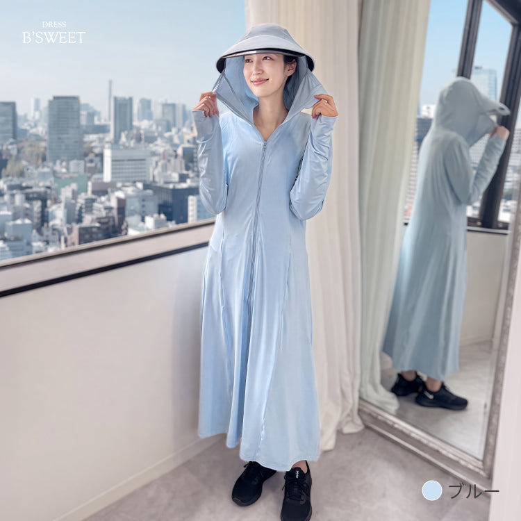 【uvpk4】UVカットパーカーワンピース