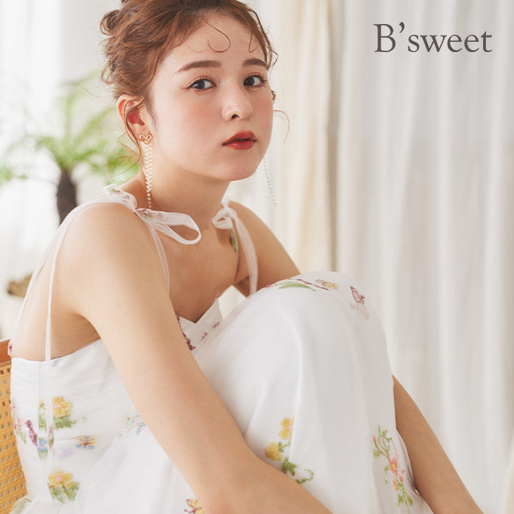 【kd143yi】花柄チュールキャミソールカラードレス　Aライン