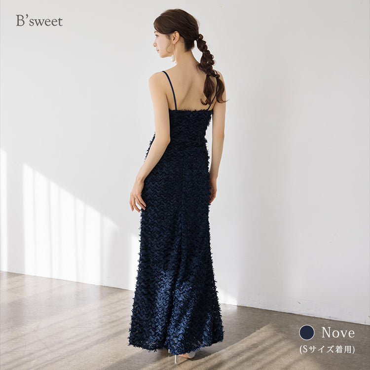 【kd145dr】ウェーブフェザーキャミソールドレス　ソフトマーメイドライン