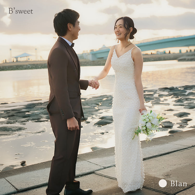 【kd145dr】ウェーブフェザーキャミソールドレス　ソフトマーメイドライン