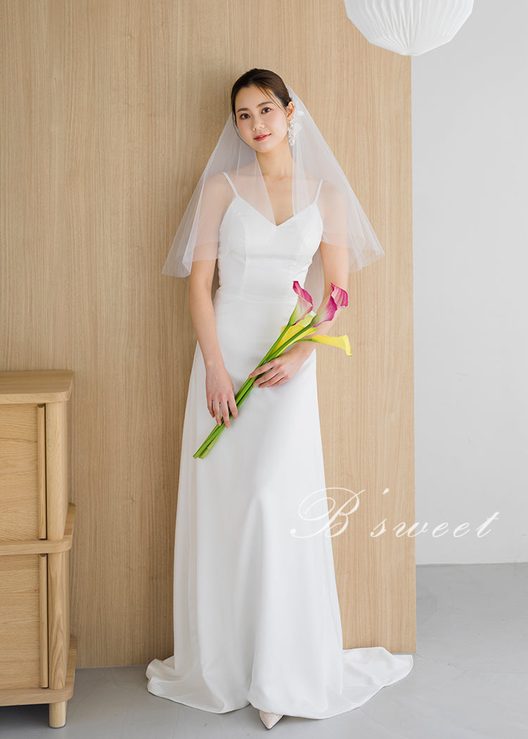 ウェディングドレス Aラインドレス サテン 床付き/トレーン 編み上げ  結婚式