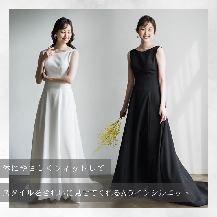 【wd181jx】バックオープンノースリーブドレス　Aライン