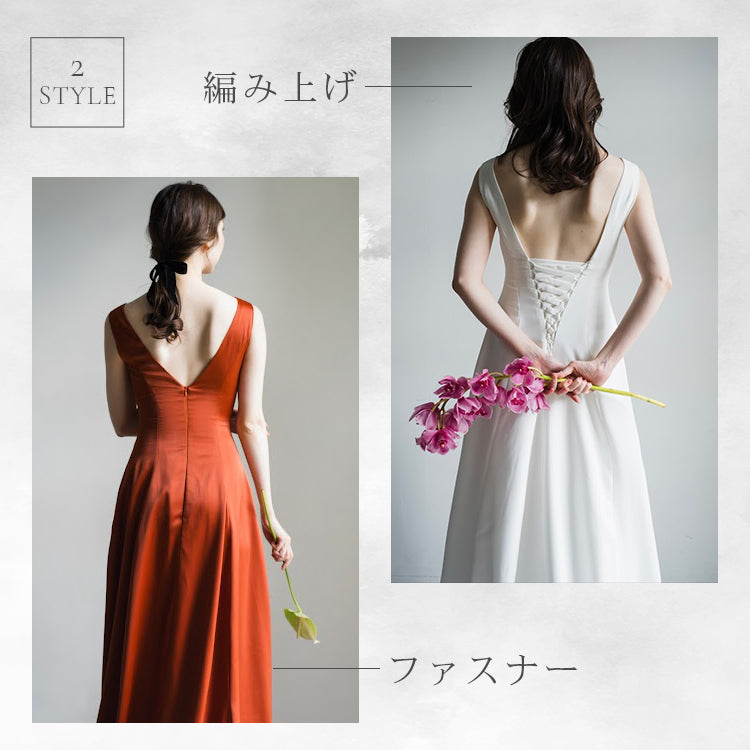 【wd181jx】バックオープンノースリーブドレス　Aライン