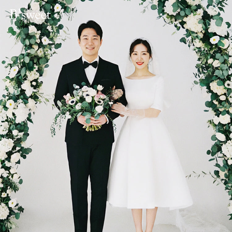 【wd255jx】バックリボンミモレ丈ドレス　Aライン