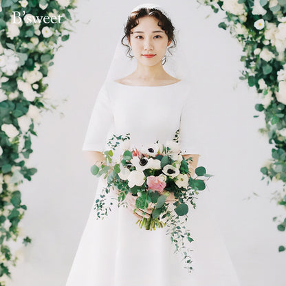 【wd255jx】バックリボンミモレ丈ドレス　Aライン