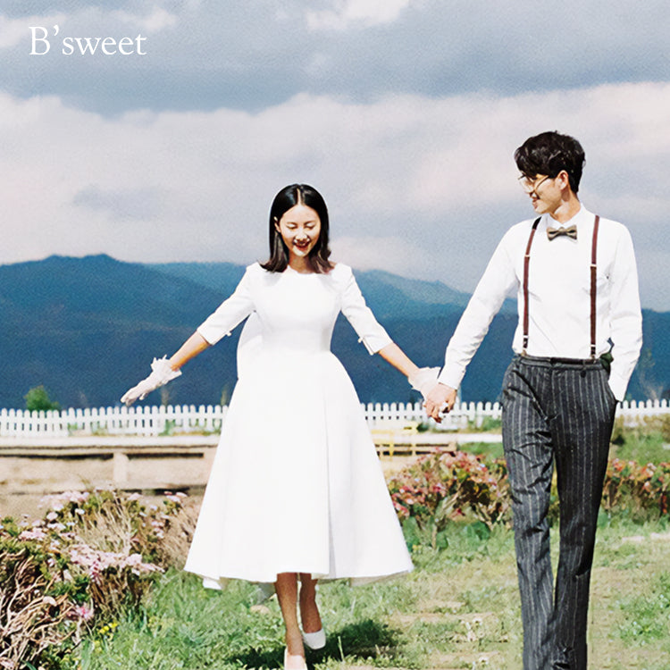 【wd255jx】バックリボンミモレ丈ドレス　Aライン