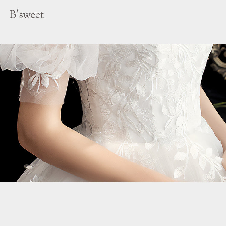 【wd331d】パフスリーブ刺繍プリンセスドレス　プリンセスライン