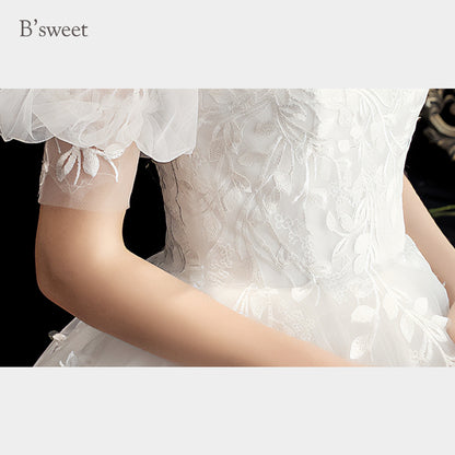 【wd331d】パフスリーブ刺繍プリンセスドレス　プリンセスライン