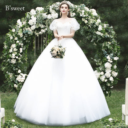 【wd331d】パフスリーブ刺繍プリンセスドレス　プリンセスライン