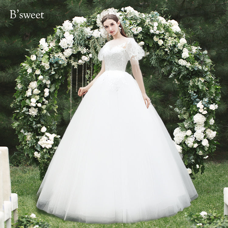 【wd331d】パフスリーブ刺繍プリンセスドレス　プリンセスライン