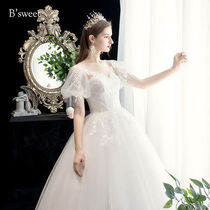 【wd331d】パフスリーブ刺繍プリンセスドレス　プリンセスライン