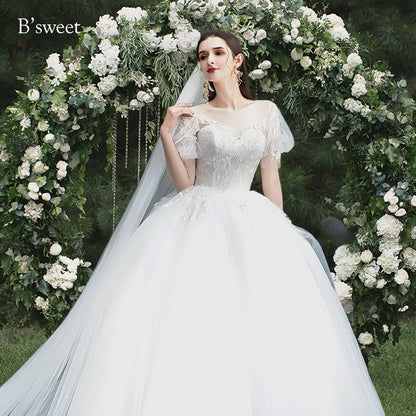 【wd331d】パフスリーブ刺繍プリンセスドレス　プリンセスライン