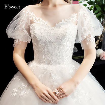 【wd331d】パフスリーブ刺繍プリンセスドレス　プリンセスライン