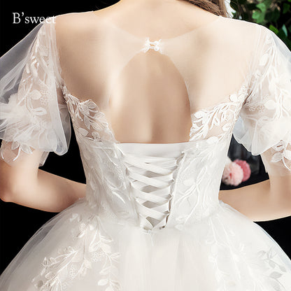 【wd331d】パフスリーブ刺繍プリンセスドレス　プリンセスライン