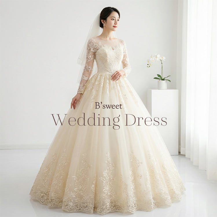 ロングスリーブ刺繍プリンセスドレス　プリンセスライン