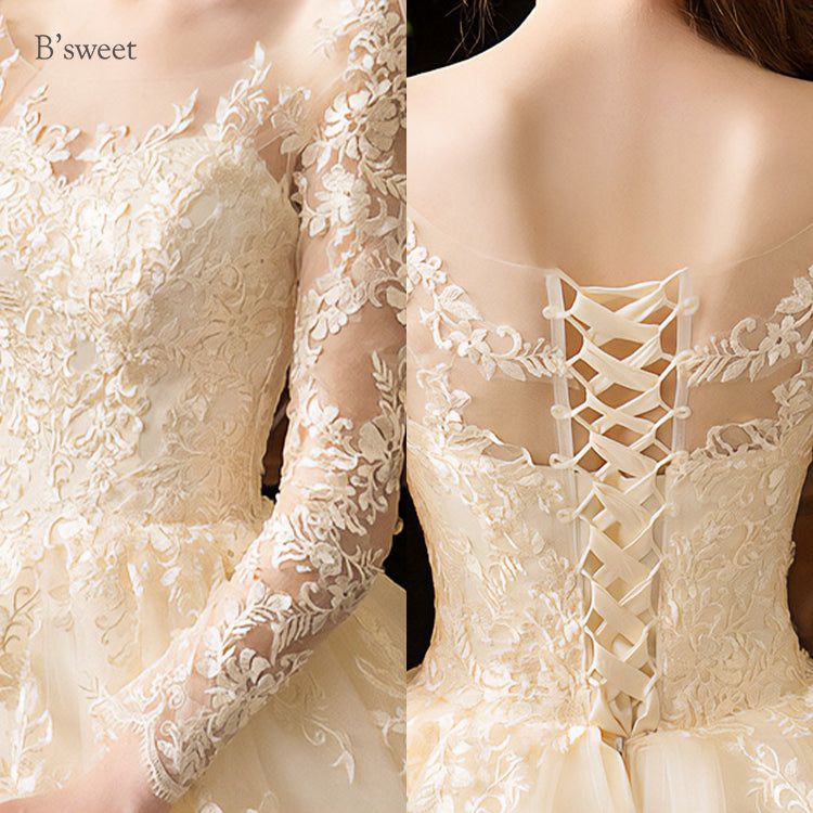 wd356d】ロングスリーブ刺繍プリンセスドレス プリンセスライン