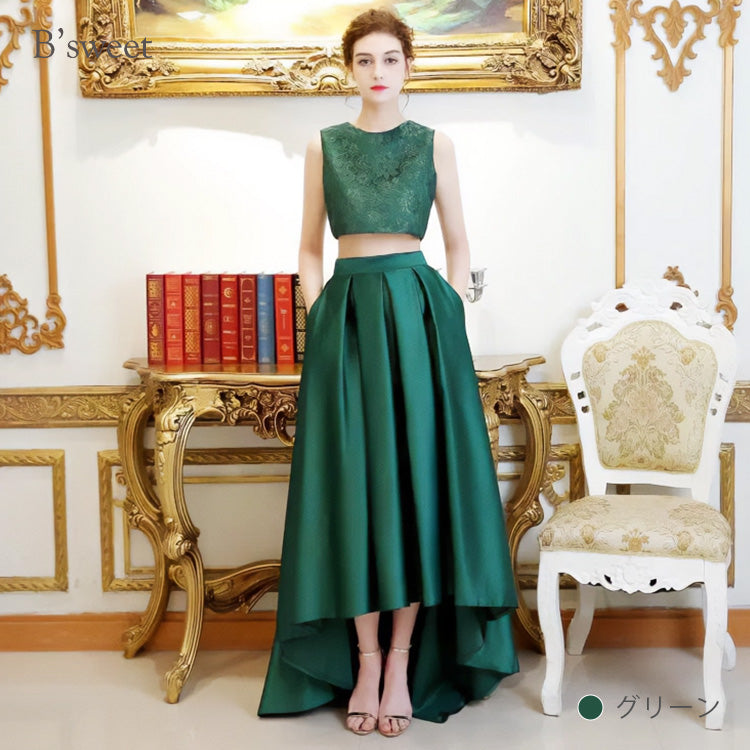 【wd378ls】セットアップフィッシュテールドレス　Aライン