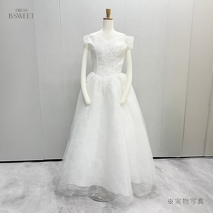 【wd399af】スパンコールレースオフショルプリンセスドレス　プリンセスライン