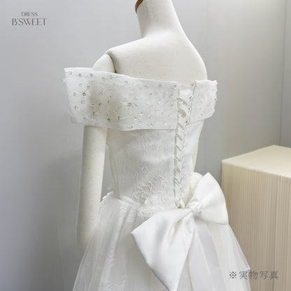【wd399af】スパンコールレースオフショルプリンセスドレス　プリンセスライン