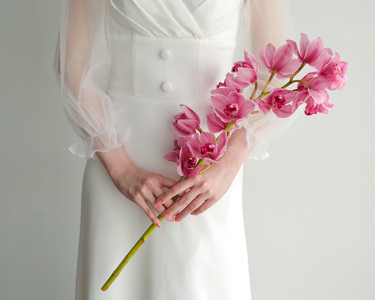 SL01【wd599ls】シアーロングスリーブハートカットボタンドレス　スレンダー