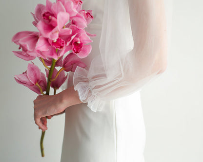 SL01【wd599ls】シアーロングスリーブハートカットボタンドレス　スレンダー