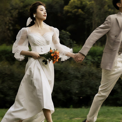 【wd599ls】シアーロングスリーブハートカットボタンドレス　スレンダー