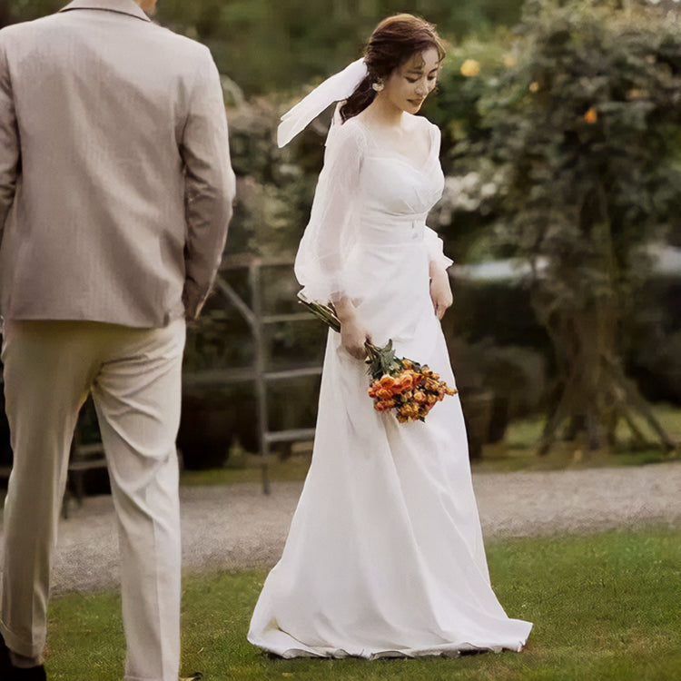 【wd599ls】シアーロングスリーブハートカットボタンドレス　スレンダー