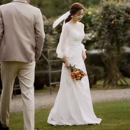 【wd599ls】シアーロングスリーブハートカットボタンドレス　スレンダー