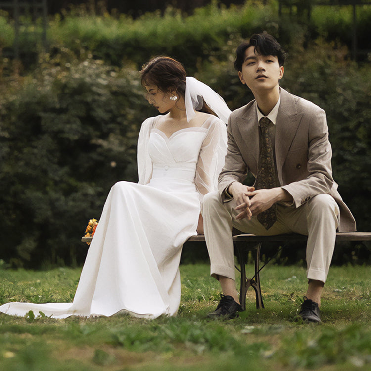 【wd599ls】シアーロングスリーブハートカットボタンドレス　スレンダー