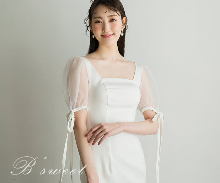 【wd610ls】ウエディング ドレス ウェディングドレス 袖あり リボン トレーンタイプ wedding dress レディースドレス 結婚式 タイトドレス マーメイド タイトマーメイド マーメイドドレス ファスナー 前撮り 後撮り 披露宴 結婚式 演奏会 発表会 海外挙式ドレス【XS～XL】