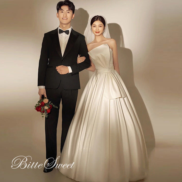 【wd664mi】ビッグリボンデザインビスチェドレス　プリンセスライン