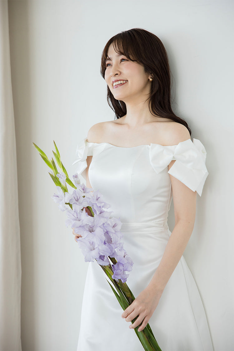 wd674jx】サテンオフショルリボンドレス Aライン – ドレスショップ通販