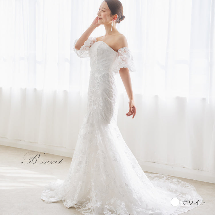 wd677ls】2wayスリーブマーメイド総レースドレス – ドレスショップ通販