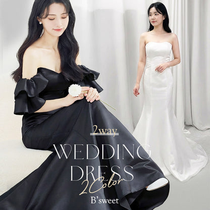 【wd679jx】オフショル フリル袖 マーメイドドレス　2way　２カラー