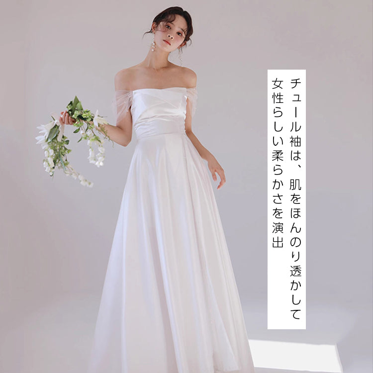 【wd691ls】2スタイルパールスリーブドレス　 Aライン