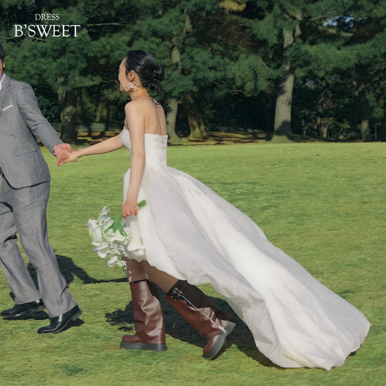 【wd694jx】バルーンフィッシュテールショートドレス　フィッシュテール