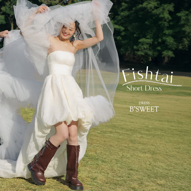 【wd694jx】バルーンフィッシュテールショートドレス　フィッシュテール