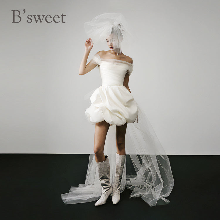 wd695as】オフショルバックチュールショートドレス – B'sweet