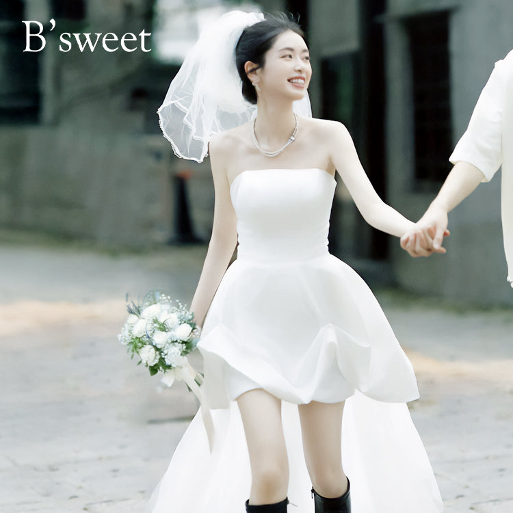 【pannaページ】Ｓサイズ ウェディングドレス wd696xa】ビスチェバックデザインショートドレス – B'sweet