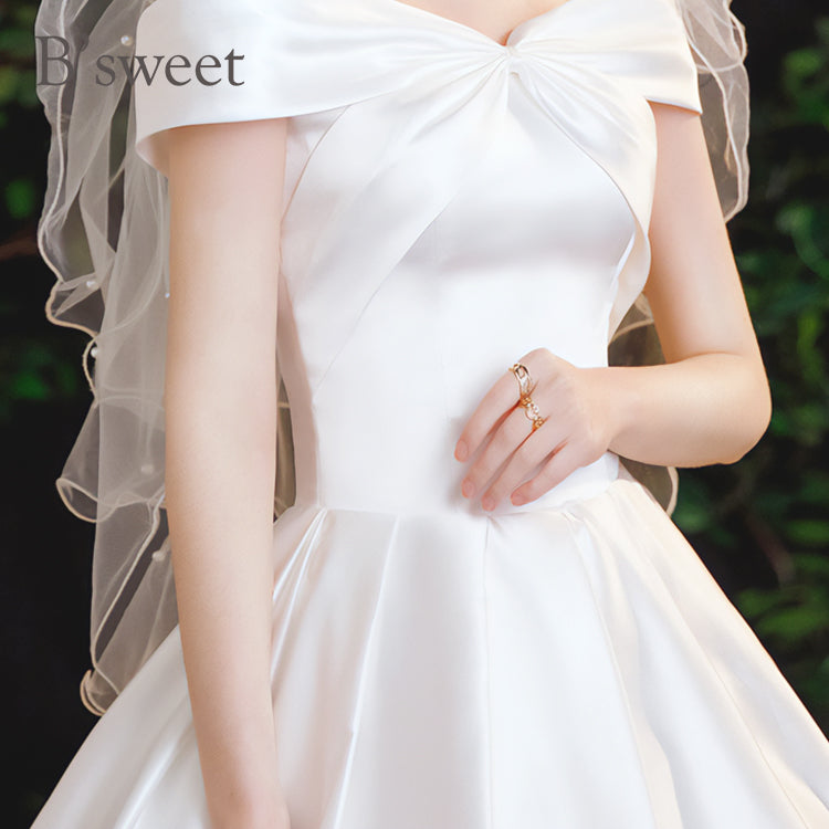 【wd701sf】オフショルダーサテンドレス　プリンセスライン