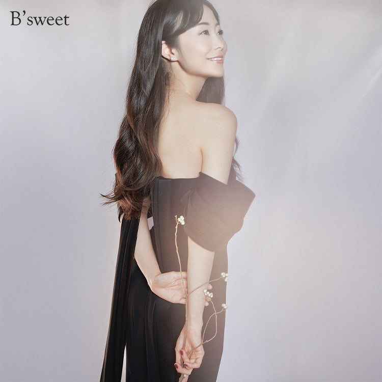 wd705jx】ドレープスリーブオフショルダーマーメイドドレス マーメイド