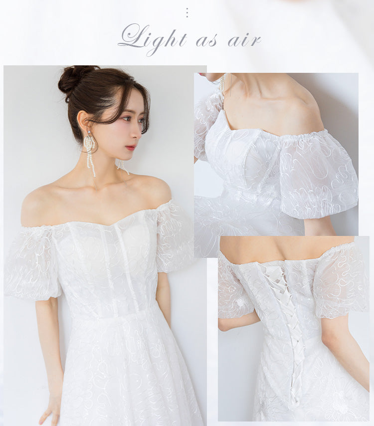 wd721yn】シアーフラワーオフショルダードレス Aライン – ドレス