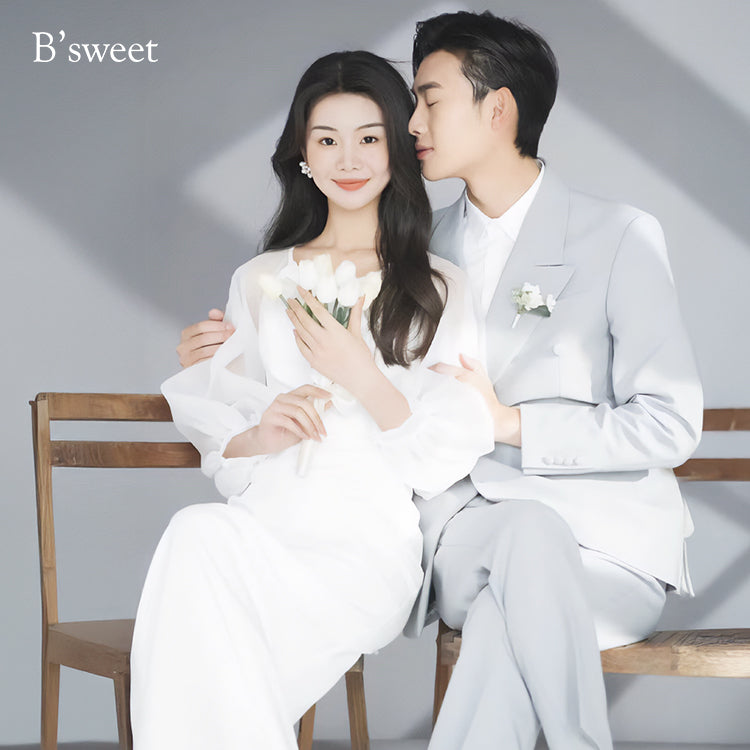 ロングスリーブシフォンドレス　スレンダーライン