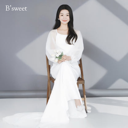 ロングスリーブシフォンドレス　スレンダーライン