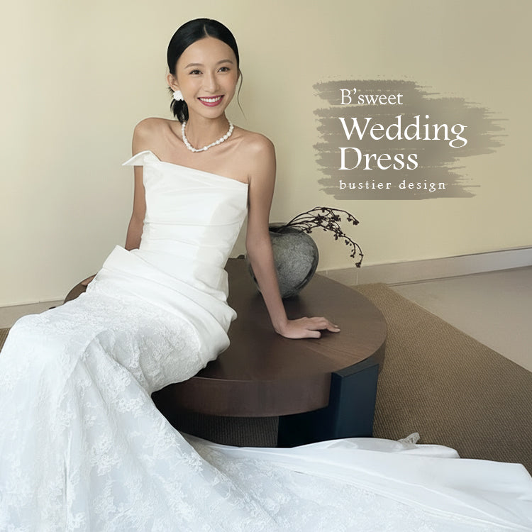 デザインビスチェロングトレーンドレス　スレンダーライン