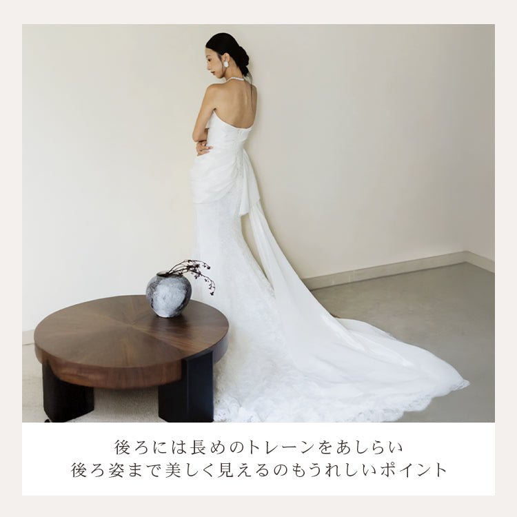 デザインビスチェロングトレーンドレス　スレンダーライン