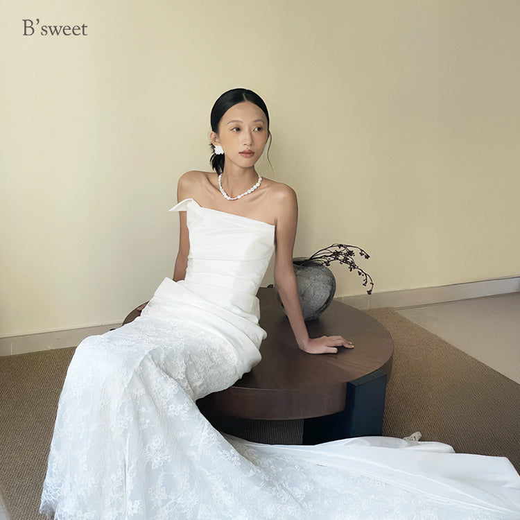 wd725yj】デザインビスチェロングトレーンドレス スレンダーライン