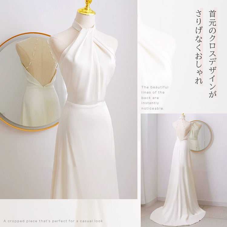 【wd726as】アメリカンスリーブバックパールドレス　スレンダーライン